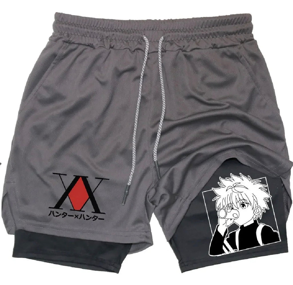 Killua Anime Hunter X Hunter Performance Shorts Quick Dry Athletics Running Workout GYM Shorts Breathable Summer Compression Shorts