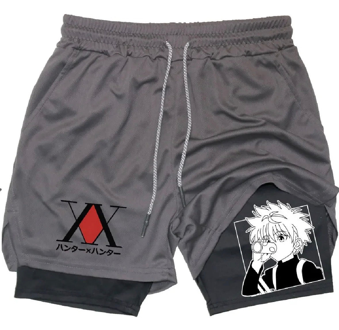 Killua Anime Hunter X Hunter Performance Shorts Quick Dry Athletics Running Workout GYM Shorts Breathable Summer Compression Shorts