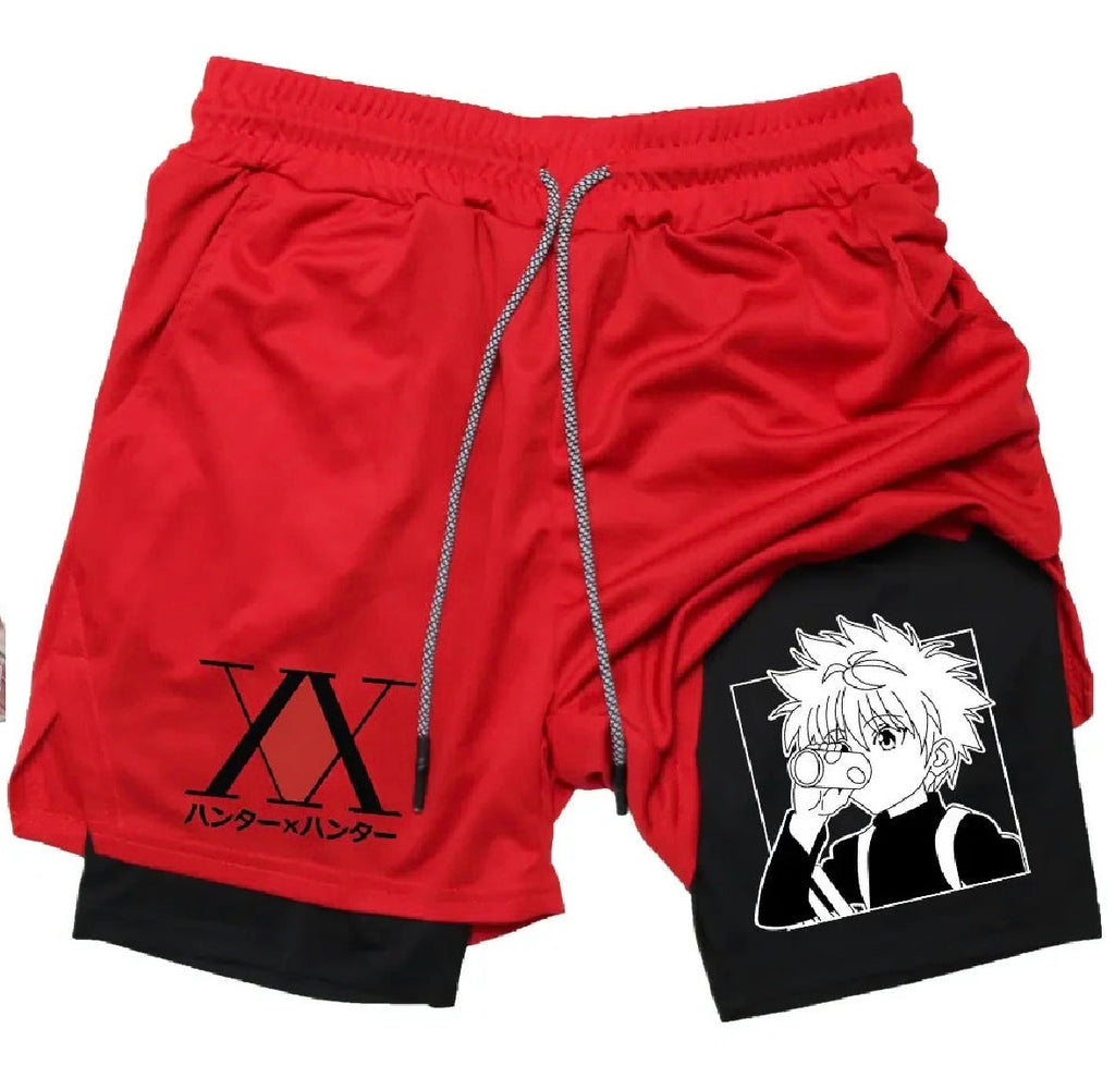 Killua Anime Hunter X Hunter Performance Shorts Quick Dry Athletics Running Workout GYM Shorts Breathable Summer Compression Shorts
