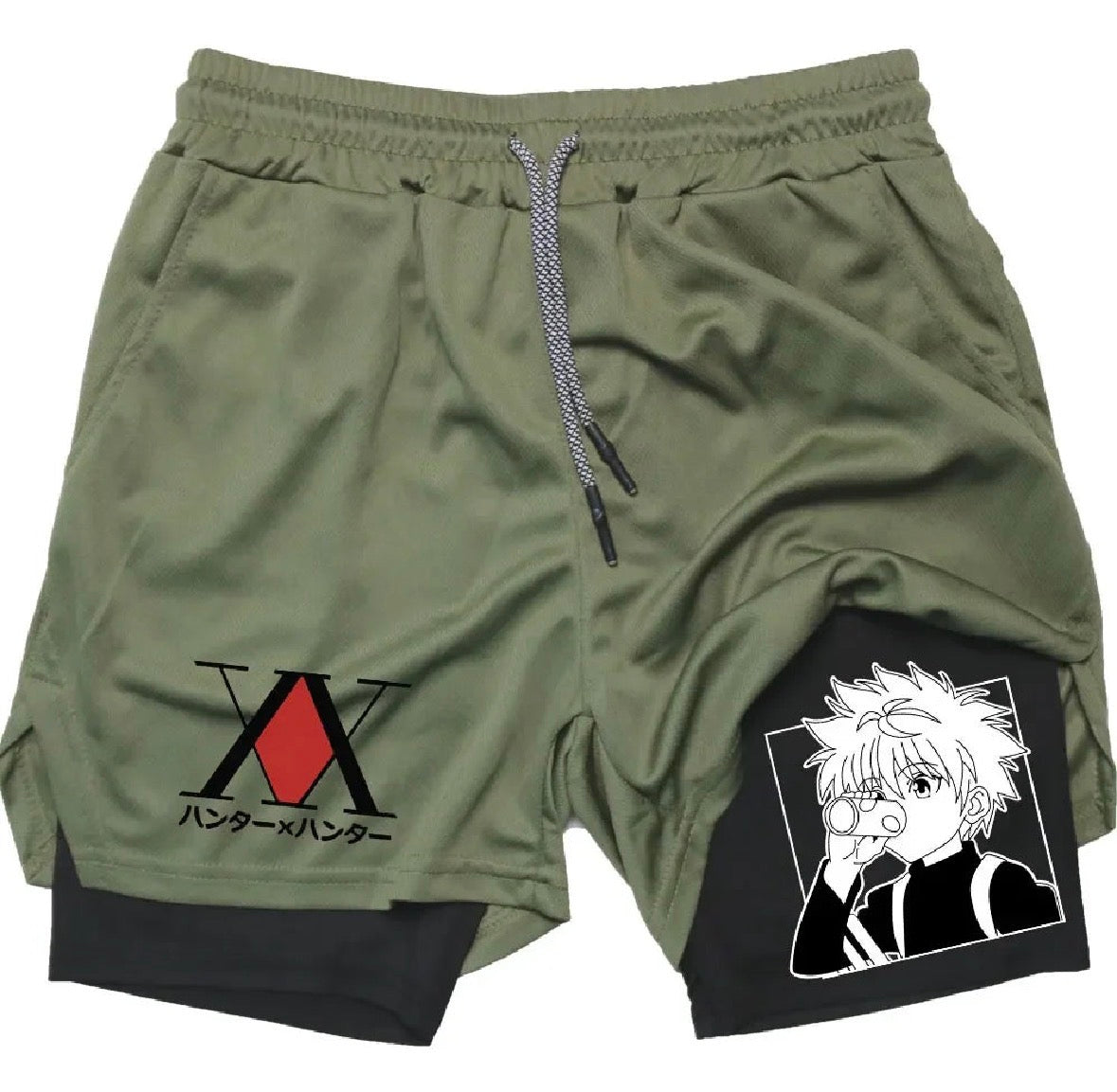 Killua Anime Hunter X Hunter Performance Shorts Quick Dry Athletics Running Workout GYM Shorts Breathable Summer Compression Shorts
