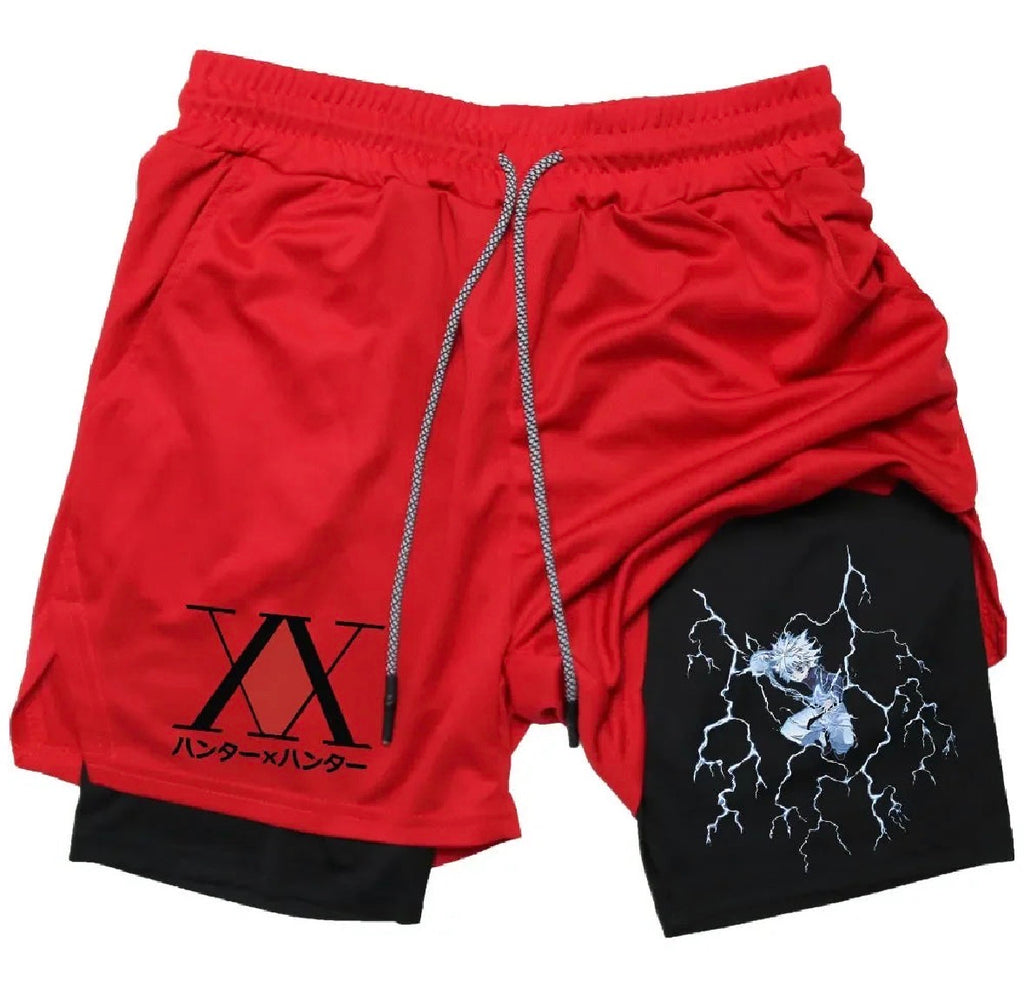 Killua Anime Hunter X Hunter Performance Shorts Quick Dry Athletics Running Workout GYM Shorts Breathable Summer Compression Shorts