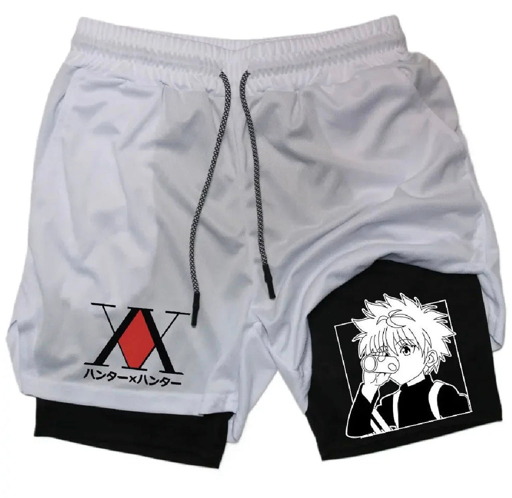 Killua Anime Hunter X Hunter Performance Shorts Quick Dry Athletics Running Workout GYM Shorts Breathable Summer Compression Shorts