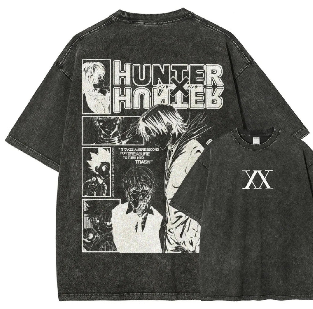 Hot Anime Hunter X Hunter Anime Lover Washed T-shirt Unisex Oversized Suitable for all seasons personality Clothes soft Couples
