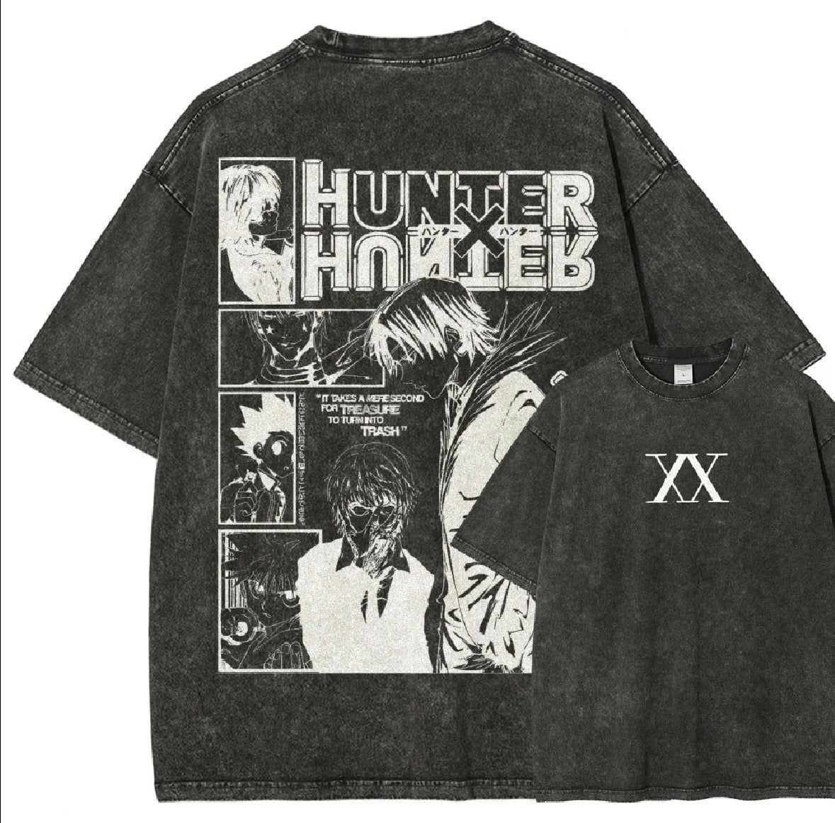 Hot Anime Hunter X Hunter Anime Lover Washed T-shirt Unisex Oversized Suitable for all seasons personality Clothes soft Couples