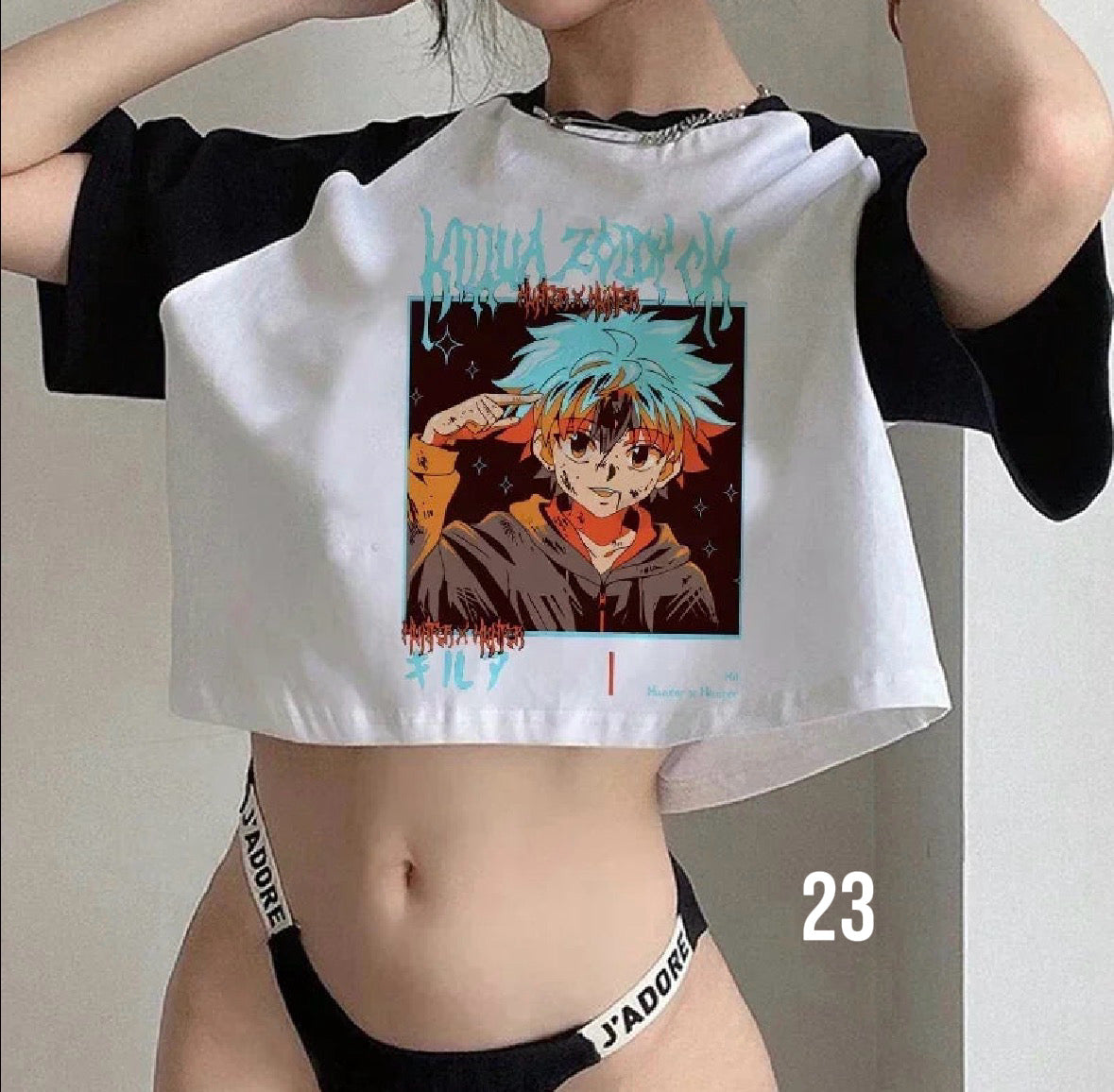 Crop Top T-shirt Hunter X Hunter Tees Cropped Harajuku Cartoon Killua Tshirt Funny Japanese Anime Hisoka T Shirt Tops Y2k Manga