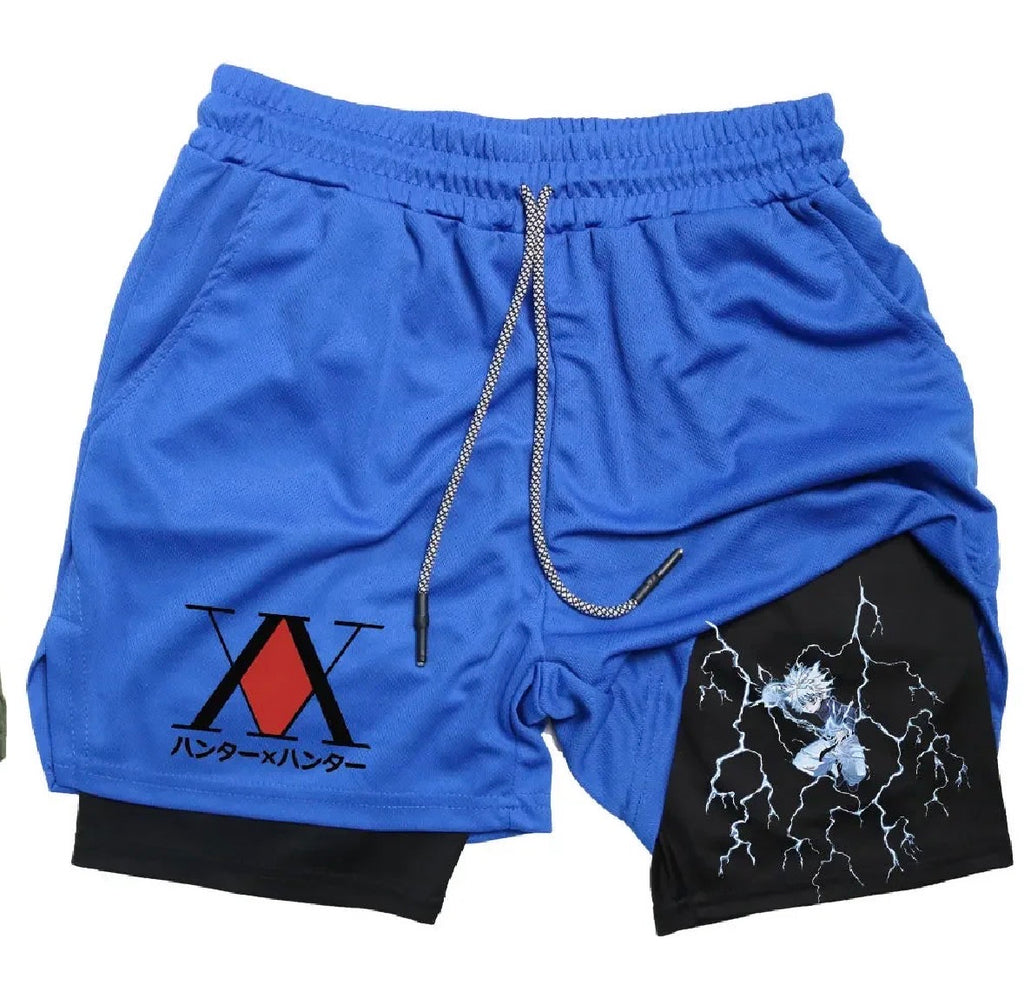 Killua Anime Hunter X Hunter Performance Shorts Quick Dry Athletics Running Workout GYM Shorts Breathable Summer Compression Shorts