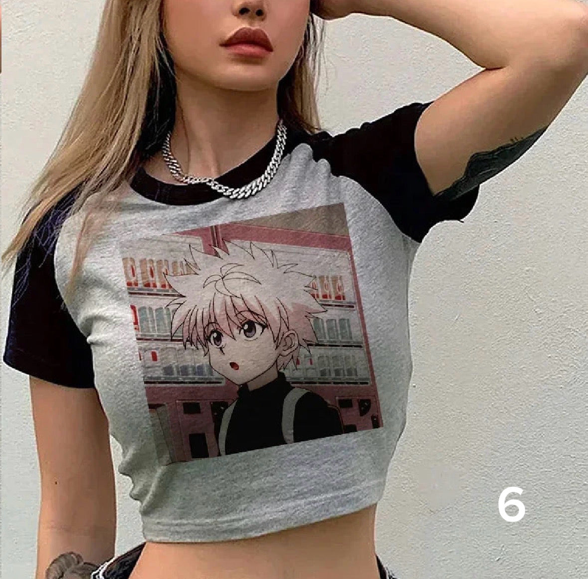 90s Anime Crop Top T-shirt Hunter X Hunter Tees Cropped Harajuku Cartoon Killua Tshirt Funny Hisoka T Shirt Tops Y2k Manga
