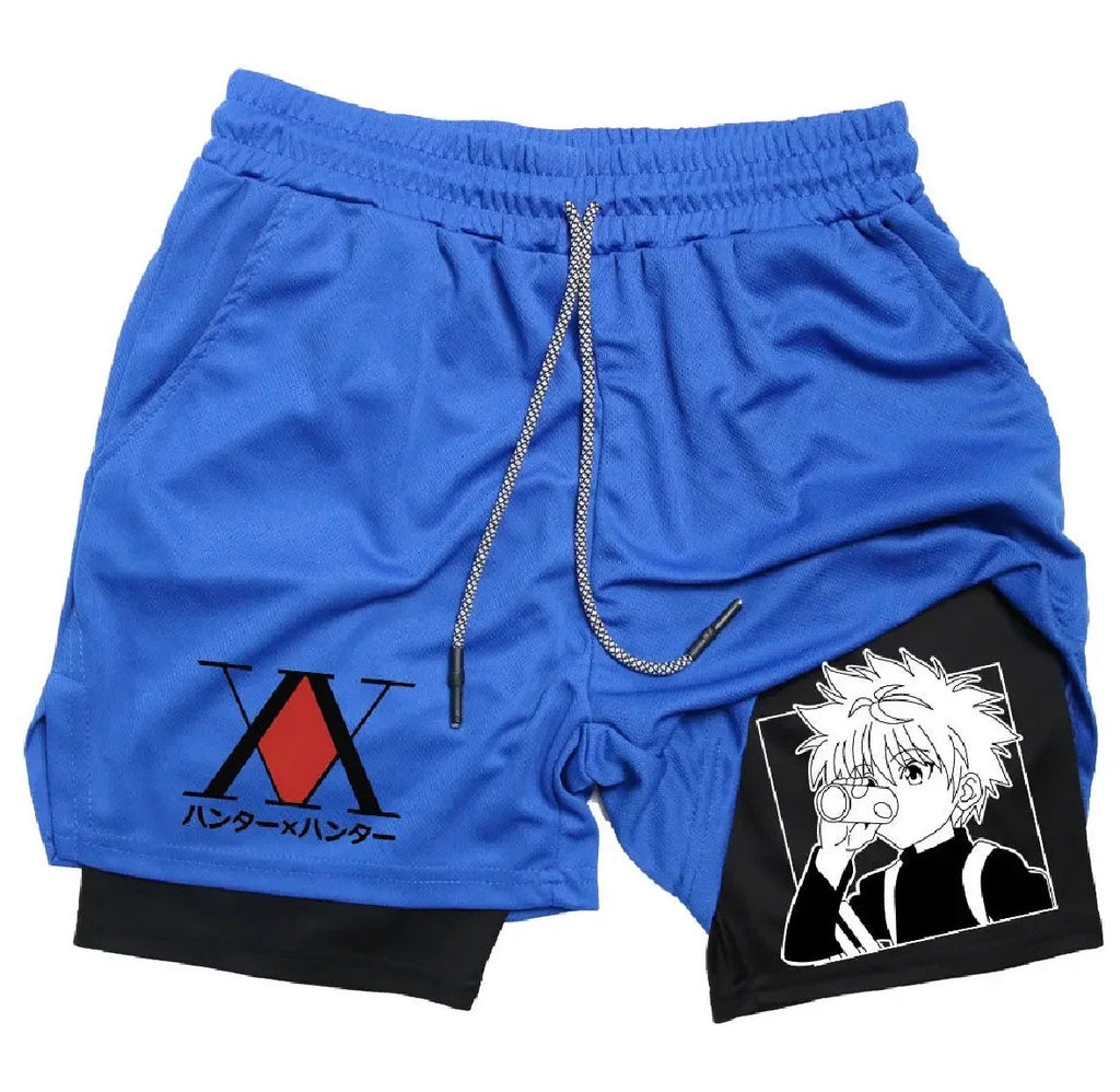 Killua Anime Hunter X Hunter Performance Shorts Quick Dry Athletics Running Workout GYM Shorts Breathable Summer Compression Shorts