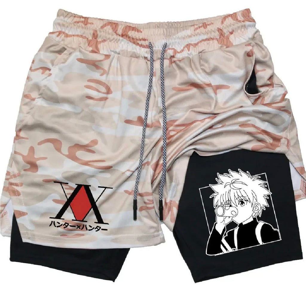 Killua Anime Hunter X Hunter Performance Shorts Quick Dry Athletics Running Workout GYM Shorts Breathable Summer Compression Shorts