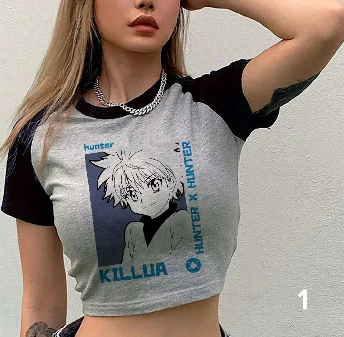 90s Anime Crop Top T-shirt Hunter X Hunter Tees Cropped Harajuku Cartoon Killua Tshirt Funny Hisoka T Shirt Tops Y2k Manga