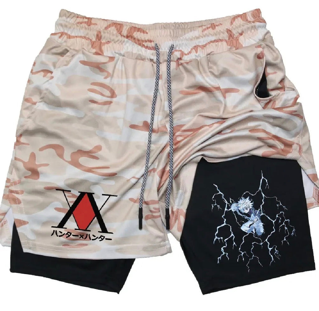 Killua Anime Hunter X Hunter Performance Shorts Quick Dry Athletics Running Workout GYM Shorts Breathable Summer Compression Shorts
