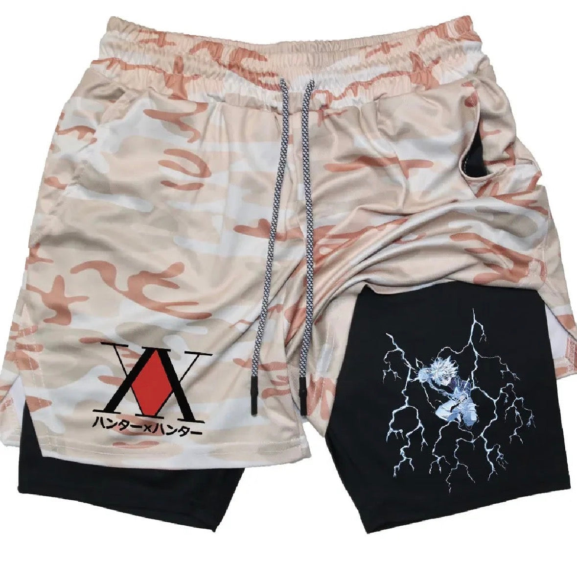 Killua Anime Hunter X Hunter Performance Shorts Quick Dry Athletics Running Workout GYM Shorts Breathable Summer Compression Shorts