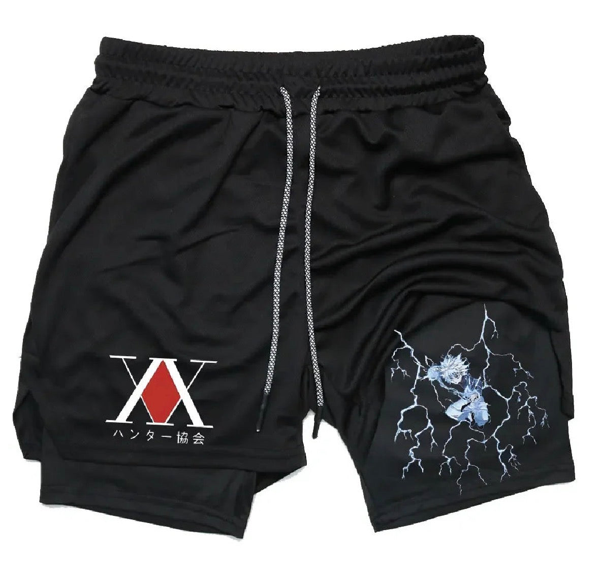 Killua Anime Hunter X Hunter Performance Shorts Quick Dry Athletics Running Workout GYM Shorts Breathable Summer Compression Shorts