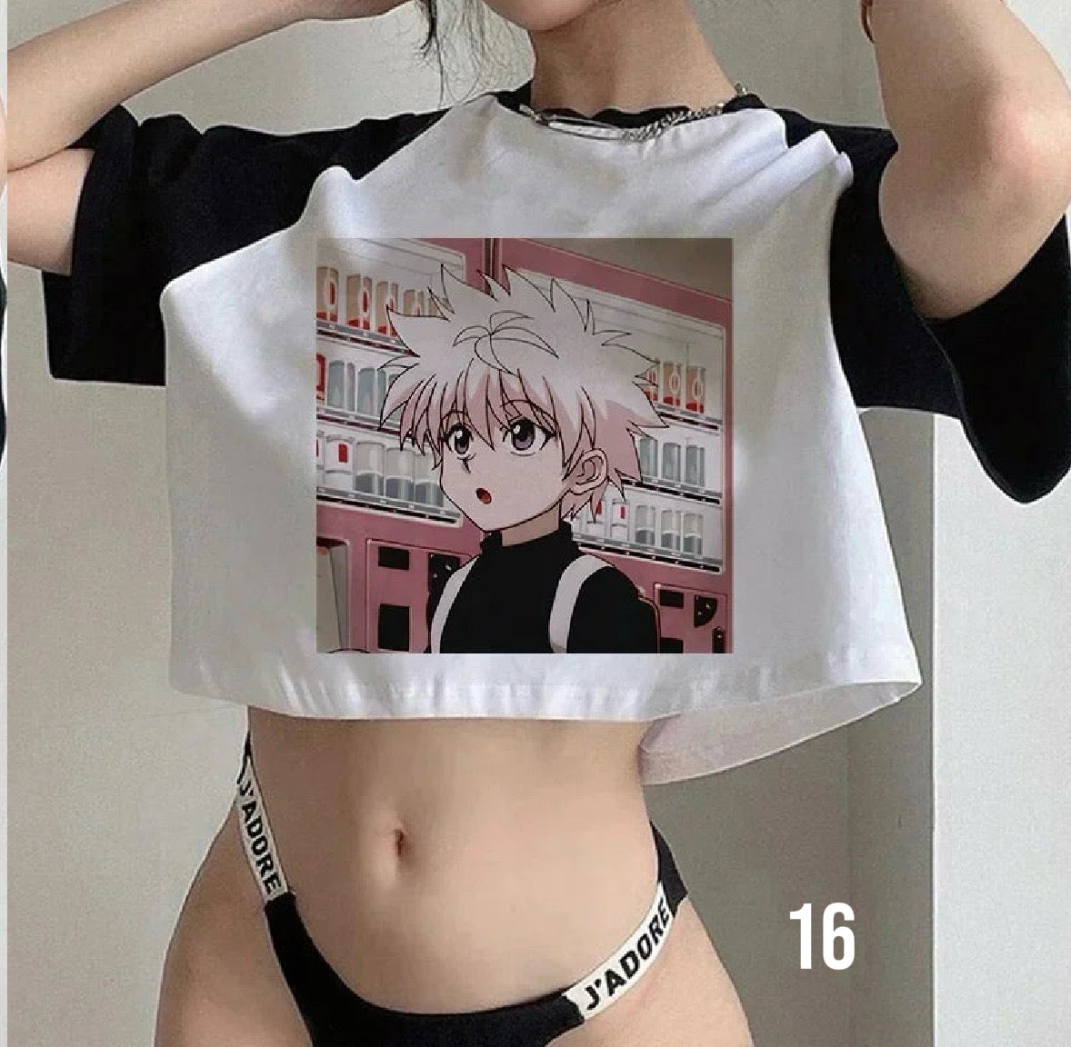 Crop Top T-shirt Hunter X Hunter Tees Cropped Harajuku Cartoon Killua Tshirt Funny Japanese Anime Hisoka T Shirt Tops Y2k Manga